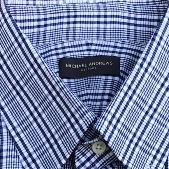Michael Andrews Bespoke Navy Glen Check shirt - Picture 4 of 4